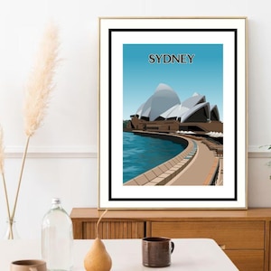 Sydney Retro Wall Art | Travel Décor | Digital Download | Travel Poster | Minimalist City Print | Modern Travel Poster for Home
