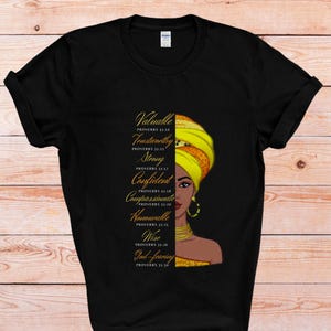 Camiseta de mujer Proverbios 31, regalo de mujer afrocéntrica de Dios