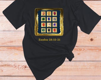 Exodus 28 Breastplate T-Shirt, 12 Tribes of Israel, Biblical Gift