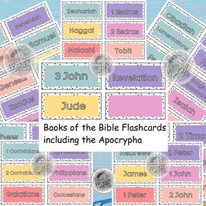 Flashcard di libri della Bibbia / Apprendimento divertente ed educativo delle Scritture / Strumento di studio basato sulla fede per bambini / Attività della scuola del sabato per i giovani