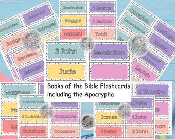 Bücher der Bibel Karteikarten | Spaß & lehrreiches Schriftlernen | Vertrauensbasiertes Lernwerkzeug für Kinder | Sabbath Schulaktivität für Jugendliche