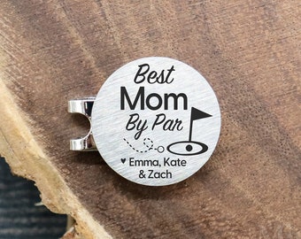 Best Mom By Par Golf Ball Marker Personalized, Christmas Gifts for Mom, Golf Gift Idea for Mom from Kids, Mother's Day Gift