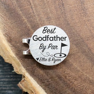 Best Godfather By Par Golf Ball Marker Personalized, Christmas Gifts for Godfather, Gift Idea from Godson, Father's Day Gift