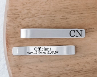 Personalized Officiant Tie Bar, Gifts for Officiant, Tie Clip for Wedding Officiant, Engraved Tie Bar for Wedding, Engraved Officiant Tie