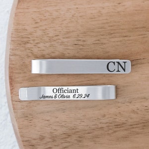 Personalized Officiant Tie Bar, Gifts for Officiant, Tie Clip for Wedding Officiant, Engraved Tie Bar for Wedding, Engraved Officiant Tie