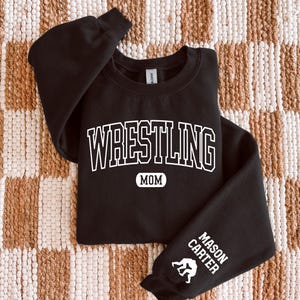 Wrestling Mom Fleece Crewneck Sweatshirt, Sports Mama, Team Spirit Sweater