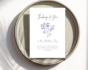 Tarjeta del Día de la Madre "Pensando en ti": Pérdida y recuerdo (Descarga digital)
