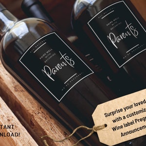 Pregnancy announcement, Pregnancy announcement grandparents, A baby is brewing, Wine Label Pregnancy Announcement, wine label, rainbow baby