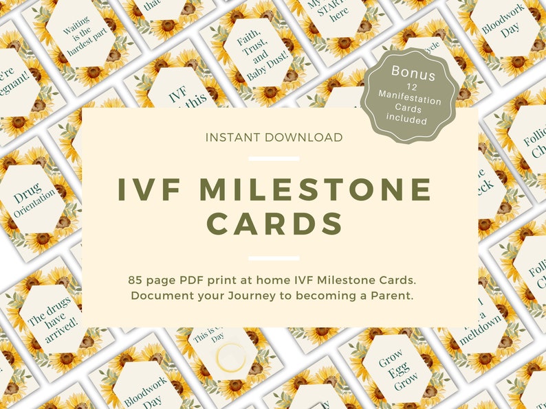 IVF Milestone Cards, IVF Cards,Fertility treatment milestone Digital Cards,Infertility, Trying to Conceive,ivf,fertility treatments,ivf gift image 1