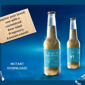 Pregnancy announcement, Pregnancy announcement grandparents, A baby is brewing, Beer Label Pregnancy Announcement, beer label, rainbow baby