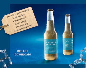 A Baby is Brewing Beer Label Pregnancy Announcement (Digital Download)