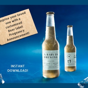 Pregnancy announcement, Pregnancy announcement grandparents, A baby is brewing, Beer Label Pregnancy Announcement, beer label, rainbow baby