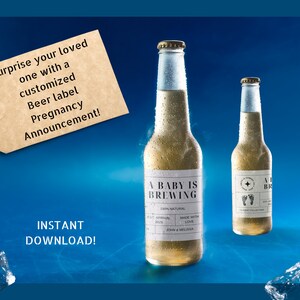 Pregnancy announcement, Pregnancy announcement grandparents, A baby is brewing, Beer Label Pregnancy Announcement, beer label, rainbow baby