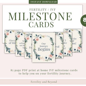 Cartes d'étape de FIV, FIV, cadeau de FIV, cartes d'étape, cartes de FIV, voyage de FIV, infertilité, jalons de FIV, journal de FIV, planificateur de FIV, fertilité