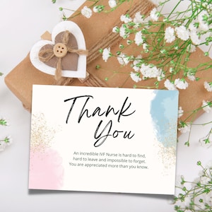 Tarjeta de agradecimiento para la enfermera, regalo de la enfermera, semana de las enfermeras, apreciación de la enfermera, gracias de la enfermera, enfermera de fertilidad, tarjeta para la enfermera, enfermera de FIV, enfermera de IUI
