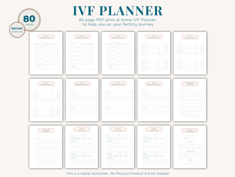 IVF Planner Printable TTC Journal IUI Medication Tracker Conception ...