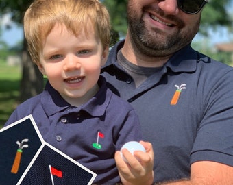 Golf Buddies Navy Blue Embroidered Polos - Father and Child Matching Polo Set