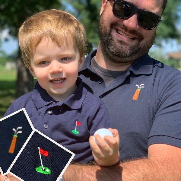 Golf Buddies Navy Blue Embroidered Polos - Father and Child Matching Polo Set