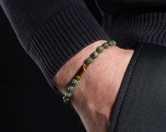 Bracciale con pietre preziose di giada, braccialetti di cristallo per uomo, bracciale da uomo con pietre di giada, braccialetto regalo per fidanzato