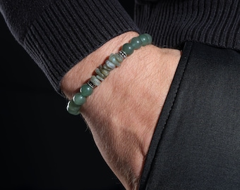 Labradorite & Aventurine Bracelet for Men, Gemstone Bracelet, Mens Beaded Jewelry Bracelet, Gift for Men