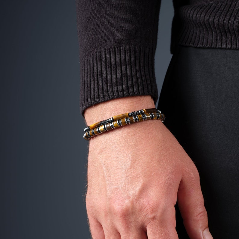 Elevate your look with our genuine tiger eye bracelet for men.