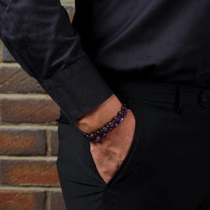 Crystal Amethyst Bracelet Set, Mens Womens Gemstone Bracelets, Gift Bracelet