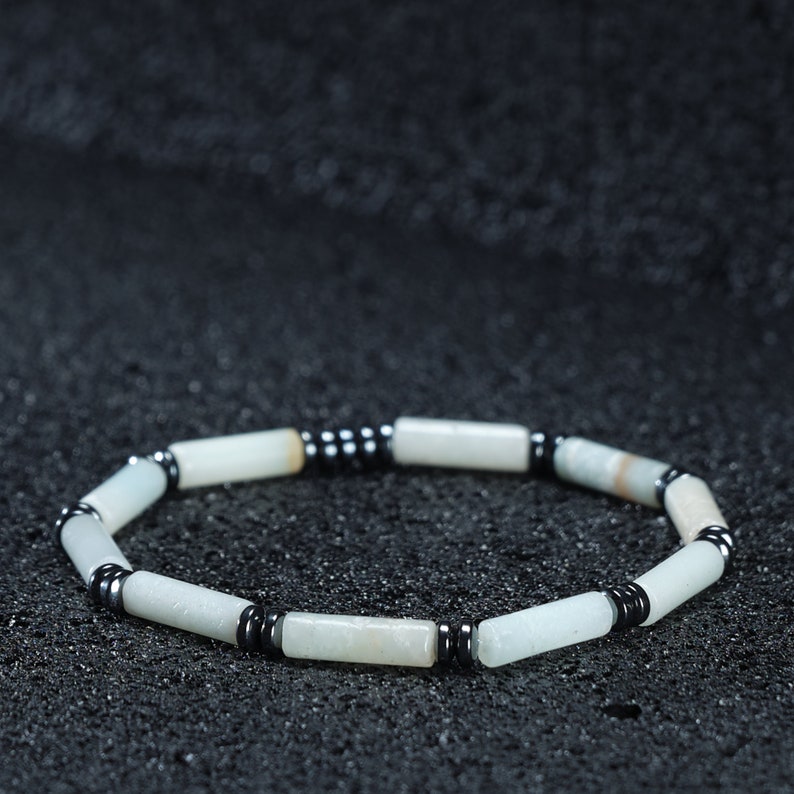Elegant Mens Gemstone Bracelet, Crafted with Authentic Amazonite Stones for a Distinctive Touch