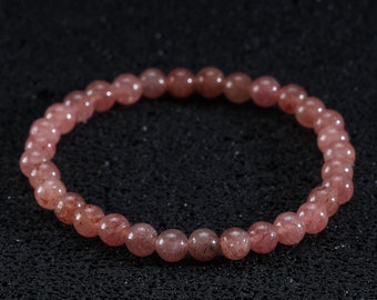 Certified Strawberry Quartz Bracelet for Women & Mens, Mens Strawberry Quartz Jewelry, Healing Crystal Bracelet Men