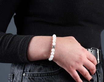 Natural Moonstone Beaded Gemstone Healing Bracelet, Meditation yoga Jewelry, Gift for Her