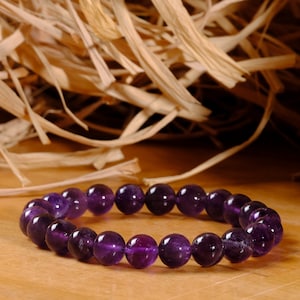 Amethys Crystal Bracelets For Mens & Womens, February Birthstone Bracelet, Gemstone Bead Mens Bracelet, Boyfriend Gift Stone Men Bracelet