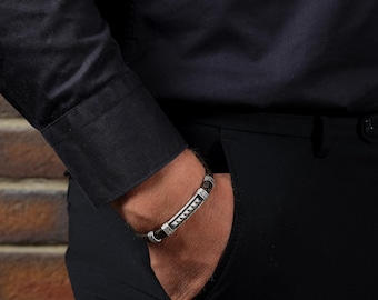 Mens Bracelet Jewelry, Brown Leather Bracelet, Handmade Leather Bracelet for Men
