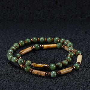 Authentic Jade and Hematite Bracelet Set: Experience the harmonious energy of real jade and magnetic hematite with this captivating bracelet duo. Perfect for couples!