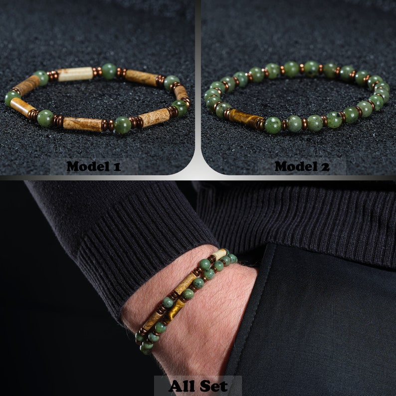 Mens Beaded Crystal Jade Bracelet: Elevate his style with the captivating allure of crystal jade. This beaded bracelet exudes confidence and represents inner strength