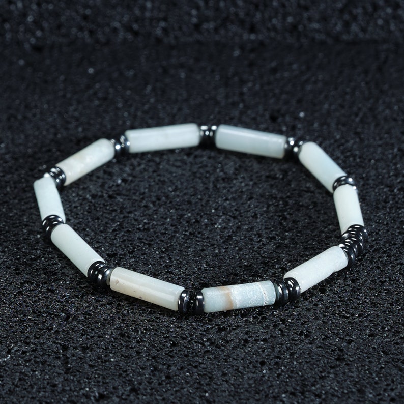 Men's Amazonite Beaded Bracelet, Striking Gemstone Jewelry for a Unique Look