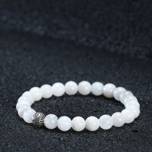 Natural Moonstone Beaded Gemstone Healing Bracelet, Meditation yoga Jewelry, Gift for Her