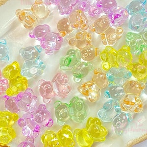Glossy Bear Cabochon set of 6, Decoden glossy charms, Decoden Cabochons, Bear charms, kawaii cute animal cabochons, 3D resin charms