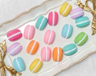 Pastel Color Half Macaron Cabochon set of 8, Decoden charms, Decoden Cabochons, Macaron charms, dessert cabochons, flat back resin charms