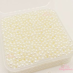 Ivory no hole Beads 3mm with container, decorative ivory beads, small ivory white beads with no holes