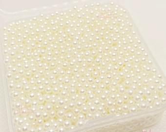 Ivory no hole Beads 3mm with container, decorative ivory beads, small ivory white beads with no holes
