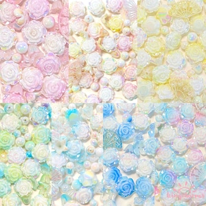Mermaid Effect Rose Charms mix ,Rose cabochons,Decoden rose, rose resin charms