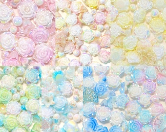 Mermaid Effect Rose Charms mix ,Rose cabochons,Decoden rose, rose resin charms