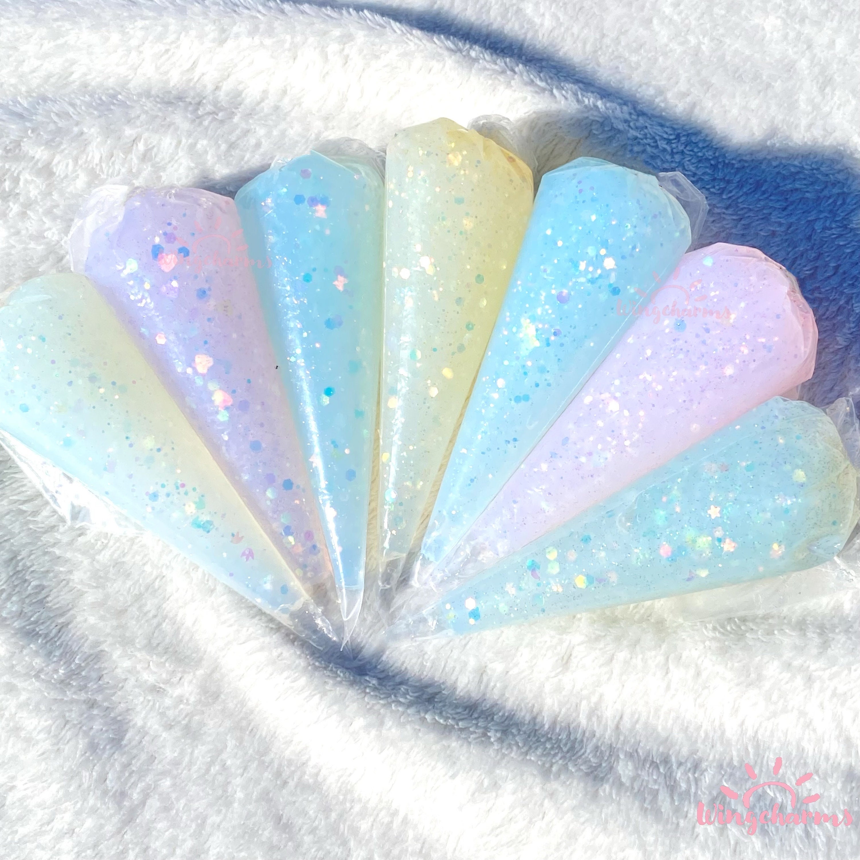Fairy Forest Decoden Glitter Jelly Based Cream Glue, Fake Whipped Cream, Glue for Decoden Phone Cases, With Piping Tips (50g)