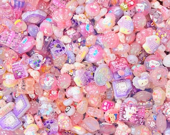 Lavender Pink Purple Kawaii  Acrylic Beads Mix for phone beads,key charms and more