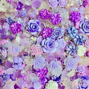 Purple Flower charms Mixed  Baroque Style Flower Cabochon Charms, decoden charms, cabochons, rose charms, resin charms