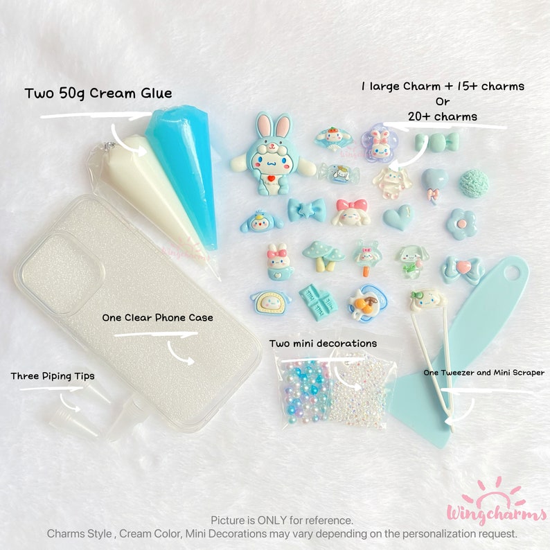 Decoden Cream Glue and Charms Phonecase Kit ,Decoden Kits for Beginners, Decoden Projects,DIY Kits image 3