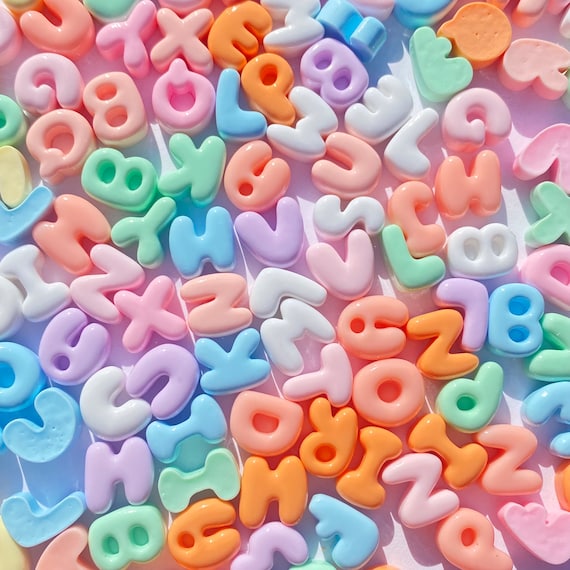 Pastel Glossy  Mini Letter Alphabet Charms, Small Letter Charms, Alphabet Cabochon mix, flat back mini resin charms