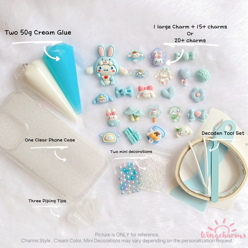 Decoden Cream Glue and Charms Phonecase Kit ,Decoden Kits for Beginners, Decoden Projects,DIY Kits image 5