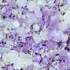 Dijes de estilo barroco de rosas blancas y moradas mixtas, dijes decodificados, cabujones, dijes de rosas, dijes de resina