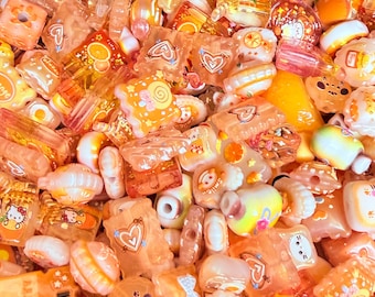Orange Kawaii  Acrylic Beads Mix for phone beads,key charms and more