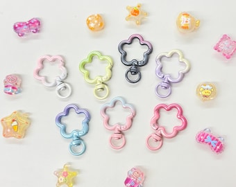 Shimmer Gradient Ombre flower Key Ring Carabiner with extension 26mm